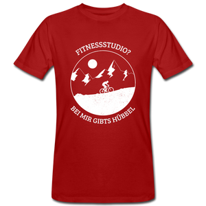Fitnessstudio? Bei mir gibts Hübbel - Bio Shirt - Dunkelrot